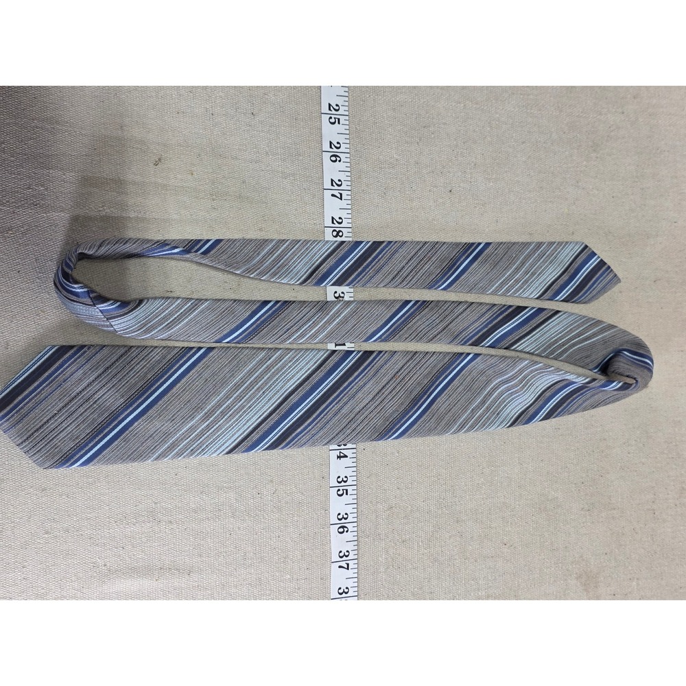 Wemlon by Wembley Mens Vintage Striped Necktie Blue Grey Brown Washable 4 Inch